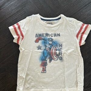 Love Kids Captain America Hero T-Shirt - Cream and Red